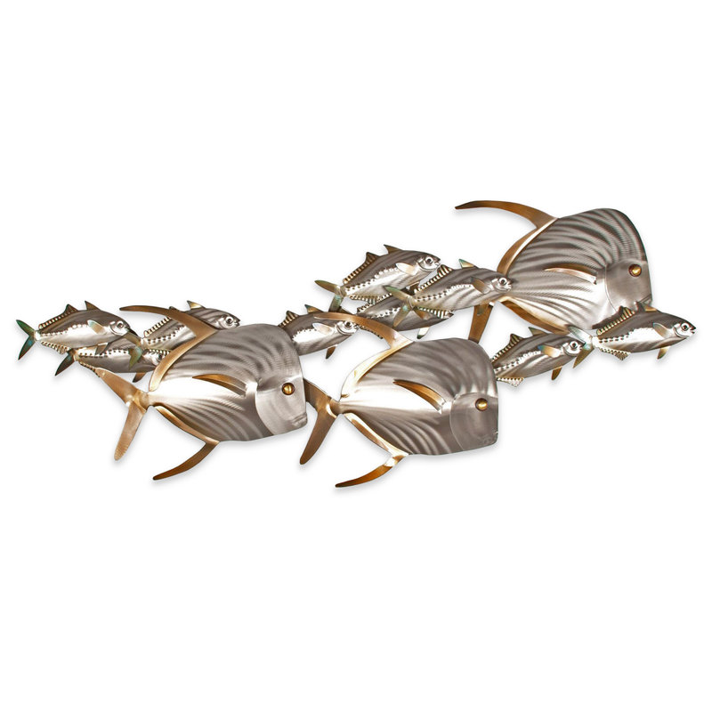 Rosecliff Heights Lookdown Fish and Sardines School Metal Wall Décor